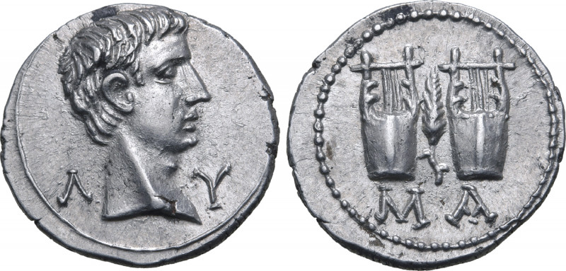 Augustus AR Drachm of Masicytus, Lycian League. Circa 27-20 BC. Bare head of Aug...
