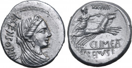 L. Censorinus, P. Crepusius, and C. Limetanus AR Denarius. Rome, 82 BC. Veiled, diademed and draped bust of Venus to right; L•CENSORIN behind / Venus ...