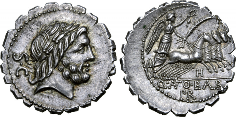 Q. Antonius Balbus AR Serrate Denarius. Rome, 83-82 BC. Laureate head of Jupiter...
