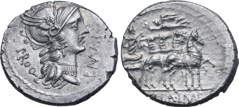 L. Manlius and L. Cornelius Sulla AR Denarius. Military mint travelling with Sul...