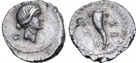 L. Cornelius Sulla AR Denarius. Uncertain mint, 81 BC. Diademed head of Venus to right; D(?) behind / EX SC, cornucopiae; all within wreath. Crawford ...