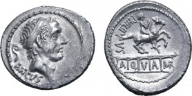 L. Marcius Philippus AR Denarius. Rome, 56 BC. Head of Ancus Marcius to right, wearing diadem; lituus behind, ANCVS below / Aqueduct on which stands e...