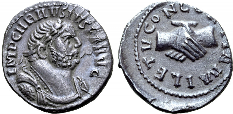 Carausius AR 'Denarius'. Uncertain British mint, AD 286-293. IMP CARAVSIVS P F A...
