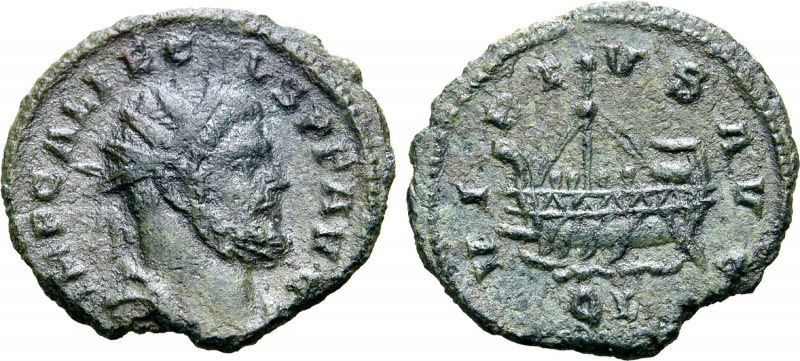 Allectus Æ Quinarius. London, AD 293-296. IMP C ALLECTVS P F AVG, radiate, drape...