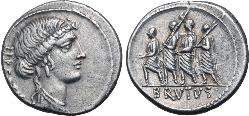 Q. Servilius Caepio (M. Junius) Brutus AR Denarius. Rome, 54 BC. Bust of Liberta...