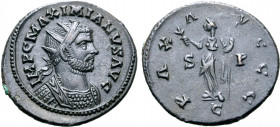 Maximian BI Antoninianus. Struck under Carausius. 'C' mint, AD 286-293. IMP C MAXIMIANVS AVG, radiate and cuirassed bust to right / PAX AVGGG, Pax sta...
