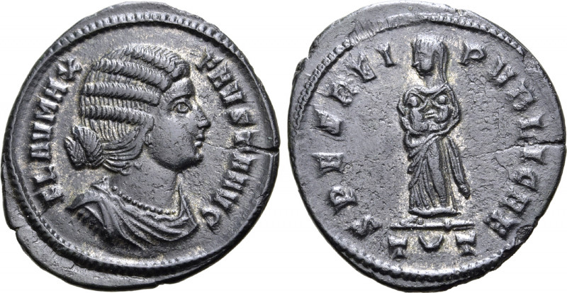 Fausta (wife of Constantine I) BI Nummus. Ticinum, AD 326. FLAV MAX FAVSTA AVG, ...