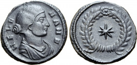Helena (mother of Constantine I) BI Nummus. Thessalonica, AD 318-319. HELENA N F, draped bust to right / Laurel wreath enclosing star. RIC VII 50. 3.1...