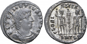 Delmatius (nephew of Constantine I), as Caesar, BI 17mm. Thessalonica, AD 335-336. FL DELMATIVS NOB C, laureate, draped and cuirassed bust to right / ...