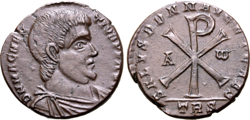 Magnentius BI Double Centenionalis. Treveri, AD 352. D N MAGNENTIVS P F AVG, bar...