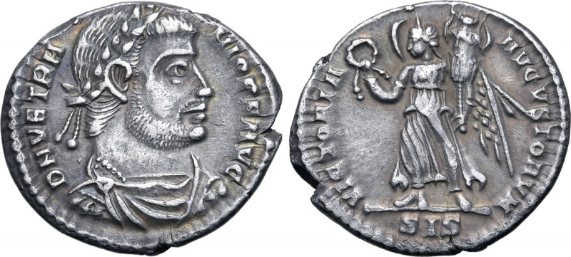 Vetranio AR Siliqua. Siscia, AD 350. D N VETRANIO P F AVG, laureate, draped and ...