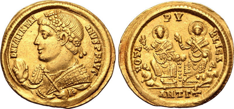 Valentinian I AV Solidus. Antioch, AD 368. D N VALENTINIANVS P F AVG, rosette-di...