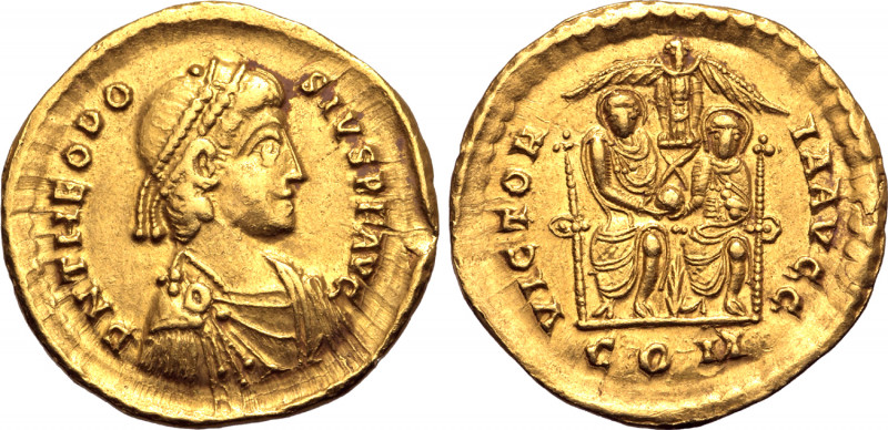 Theodosius I AV Solidus. North Italian mint, AD 383. D N THEODOSIVS P F AVG, pea...