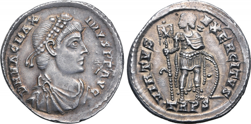 Magnus Maximus AR Light Miliarense. Treveri, AD 383-388. D N MAG MAXIMVS P F AVG...