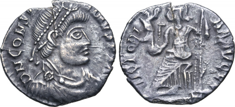 Constantine III AR Siliqua. Arelate, AD 408-411. D N CONS[TANT]INVS P F AVG, pea...