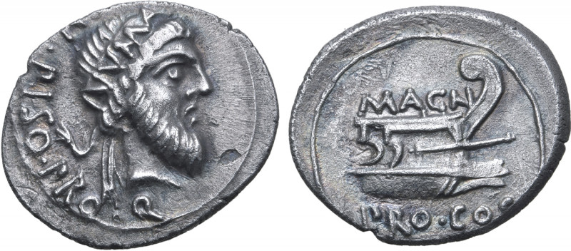 Cnaeus Pompey Magnus AR Denarius. Corcyra, 48 BC. Cn. Calpurnius Piso, proquaest...
