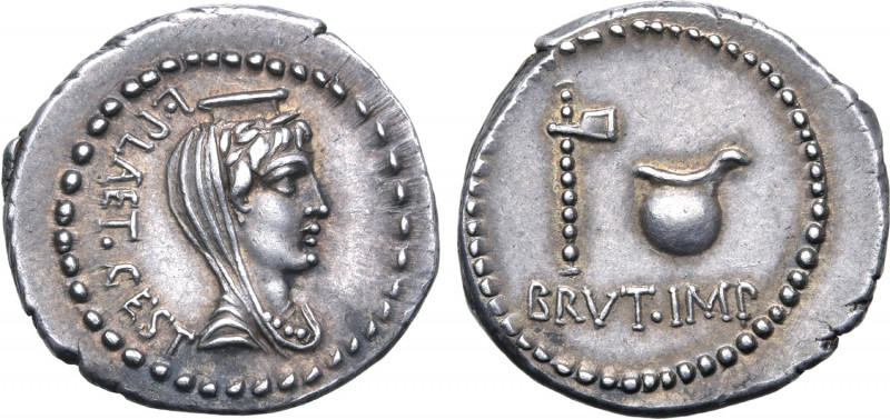 Q. Servilius Caepio (M. Junius) Brutus AR Denarius. Military mint travelling wit...