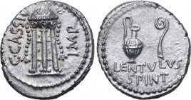 C. Cassius Longinus and P. Cornelius Lentulus Spinther AR Denarius. Military mint travelling with Brutus and Cassius, probably at Smyrna, 43-42 BC. Tr...