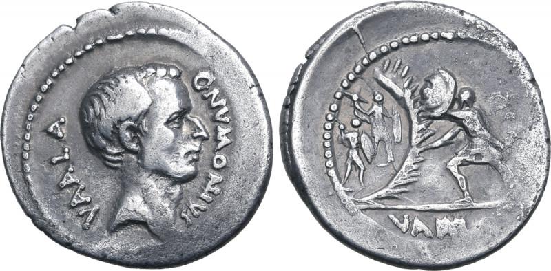 C. Numonius Vaala AR Denarius. Rome, 41 BC. Bare head of Numonius Vaala to right...
