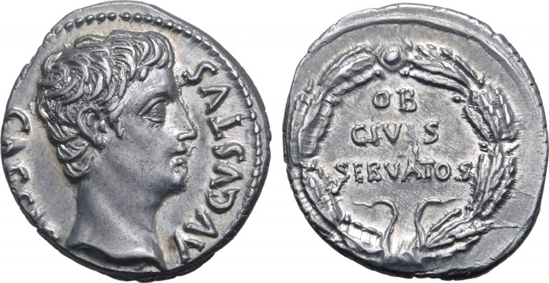 Augustus AR Denarius. Uncertain Spanish mint (Colonia Patricia?), 19 BC. CAESAR ...