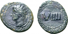 Augustus Æ Tessera. Rome, AD 15-37. Radiate head to left within plain border and wreath / VIIII within wreath and dotted border. A. Mlasowsky, Die ant...