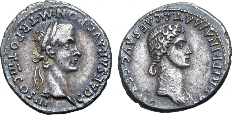 Caligula, with Agrippina I (mother of Caligula), AR Denarius. Rome, AD 40. C CAE...