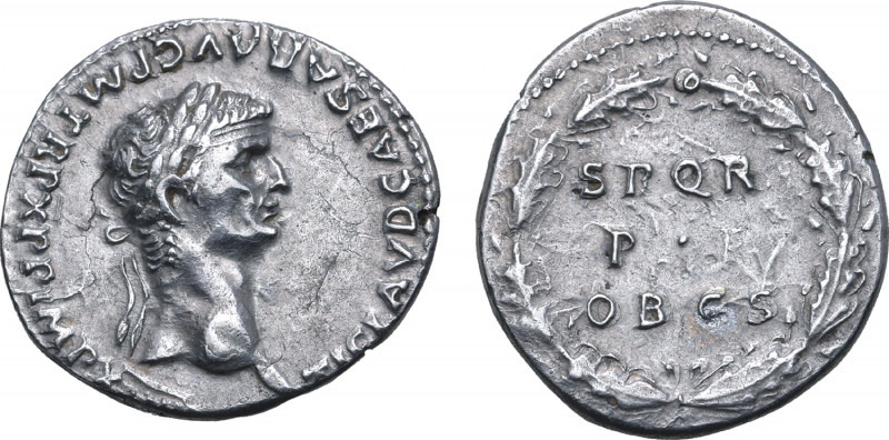 Claudius Fourrée Denarius. A contemporary imitation of the Rome mint, after AD 5...