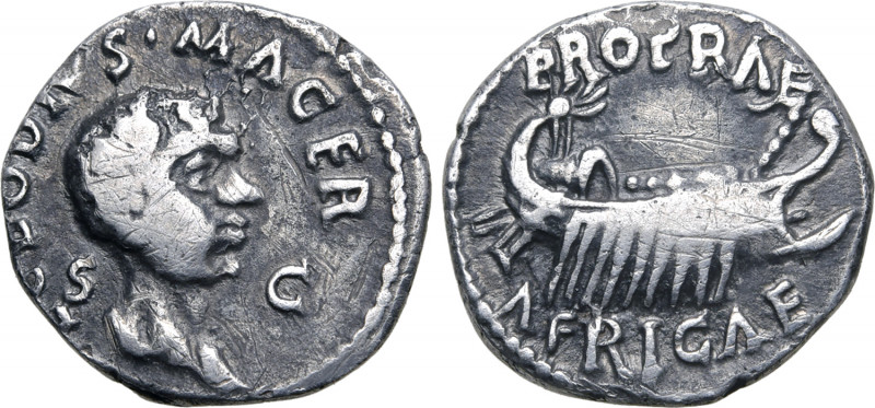 Clodius Macer AR Denarius. Carthage(?), April - October(?) AD 68. L CLODIVS • MA...