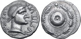 Civil War, Vindex AR Denarius. Spanish mint in support of Vindex/Galba, AD 68-69. LIBERTAS RESTITVTA, draped bust of Libertas to right / S P Q R on ro...