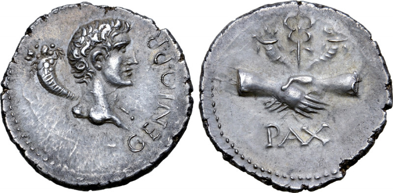 Civil War, Galba(?) AR Denarius. Uncertain mint in Spain, AD 68. GENIO P. R., ba...