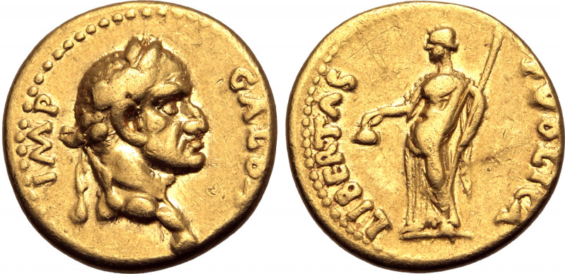 Galba AV Aureus. Tarraco, April - December AD 68. GALBA IMP, laureate head to ri...