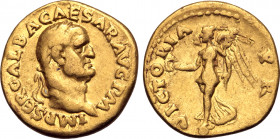 Galba AV Aureus. Rome, July AD 68 - January AD 69. IMP SER GALBA CAESAR AVG P M, laureate head to right / VICTORIA P R, Victory standing to left on gl...
