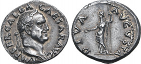 Galba AR Denarius. Rome, July AD 68 - January AD 69. IMP SER GALBA CAESAR AVG, laureate and draped bust to right / DIVA AVGVSTA, Diva Julia Augusta (L...