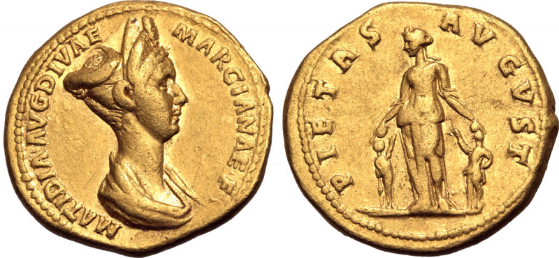 Matidia (niece of Trajan) AV Aureus. Rome, AD 112-117. MATIDIA AVG DIVAE MARCIAN...