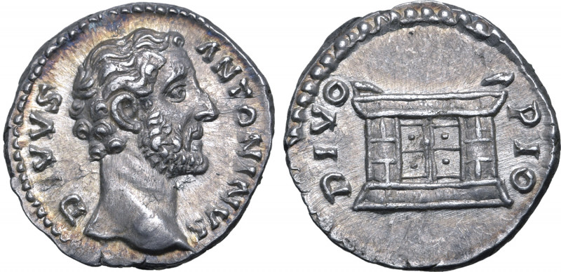 Divus Antoninus Pius AR Denarius. Rome, after AD 161. DIVVS ANTONINVS, bare head...