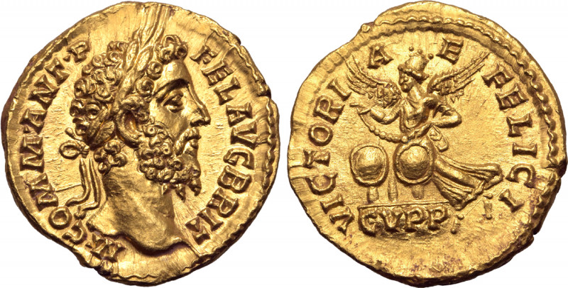 Commodus AV Aureus. Rome, AD 186-189. M COMM ANT P FEL AVG BRIT, laureate head t...