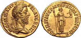 Commodus AV Aureus. Rome, AD 187-188. M COMM ANT P FEL AVG BRIT, laureate and draped bust to right / NOBILIT AVG P M TR P XII IMP VIII COS V P P, Nobi...