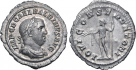 Balbinus AR Denarius. Rome, AD 238. IMP C D CAEL BALBINVS AVG, laureate, draped and cuirassed bust to right / IOVI CONSERVATORI, Jupiter standing faci...
