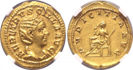 Herennia Etruscilla (wife of T. Decius) AV Aureus. Rome, early-mid AD 250. HER ETRVSCILLA AVG, draped bust to right, wearing stephane / PVDICITIA AVG,...