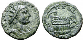 Carausius BI Radiate. Rotomagus mint(?), AD 287-293. IMP C CARAVSIVS AVG, radiate and cuirassed bust to right / TVTELA AVG, galley sailing to right. U...