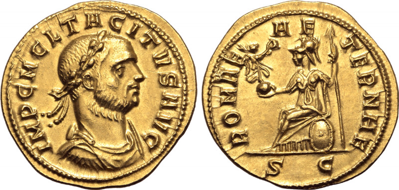 Tacitus AV Aureus. Serdica, June AD 276. IMP C M CL TACITVS AVG, laureate, drape...