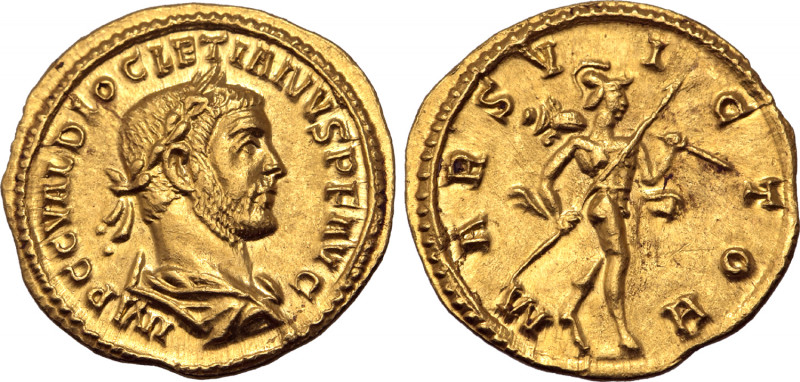 Diocletian AV Aureus. Lugdunum, June AD 285 - April AD 286. IMP C C VAL DIOCLETI...