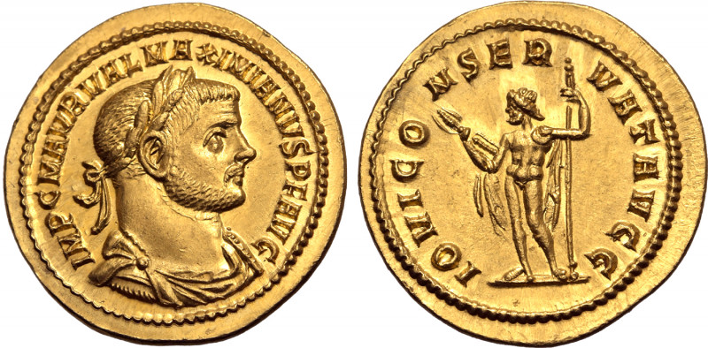 Maximian AV Aureus. Rome, AD 286. IMP C M AVR VAL MAXIMIANVS P F AVG, laureate, ...