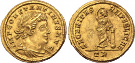 Constantine II AV Nine Siliquae - 1½ Scripulum. Treveri, AD 337-339. IMP CONSTANTINVS AVG, laureate, draped and cuirassed bust to right / SECVRITAS RE...