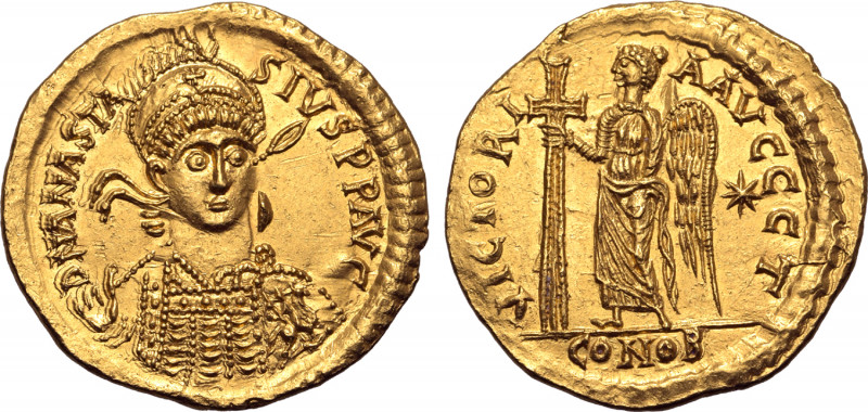 Anastasius I AV Solidus. Unidentified imperial mint, AD 492-507. D N ANASTASIVS ...