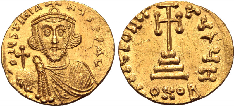 Justinian II AV Solidus. First reign. Constantinople, AD 687-692. D IЧSƮINIANЧS ...