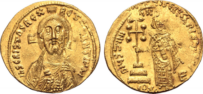 Justinian II AV Solidus. First reign. Constantinople, AD 692-695. IҺS CRISƮOS RЄ...