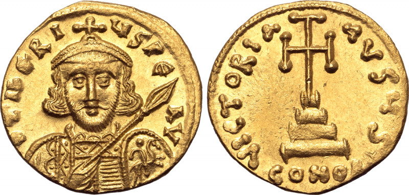 Tiberius III Apsimar AV Solidus. Constantinople, AD 698-705. D ƮIbЄRIЧS PЄ AV, c...