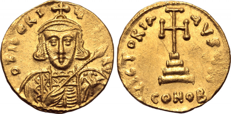 Tiberius III Apsimar AV Solidus. Constantinople, AD 698-705. D ƮIЬЄRIЧ[S PЄ] AV,...