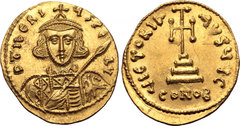 Tiberius III Apsimar AV Solidus. Constantinople, AD 698-705. D ƮIbЄRIЧS PЄ AV, c...